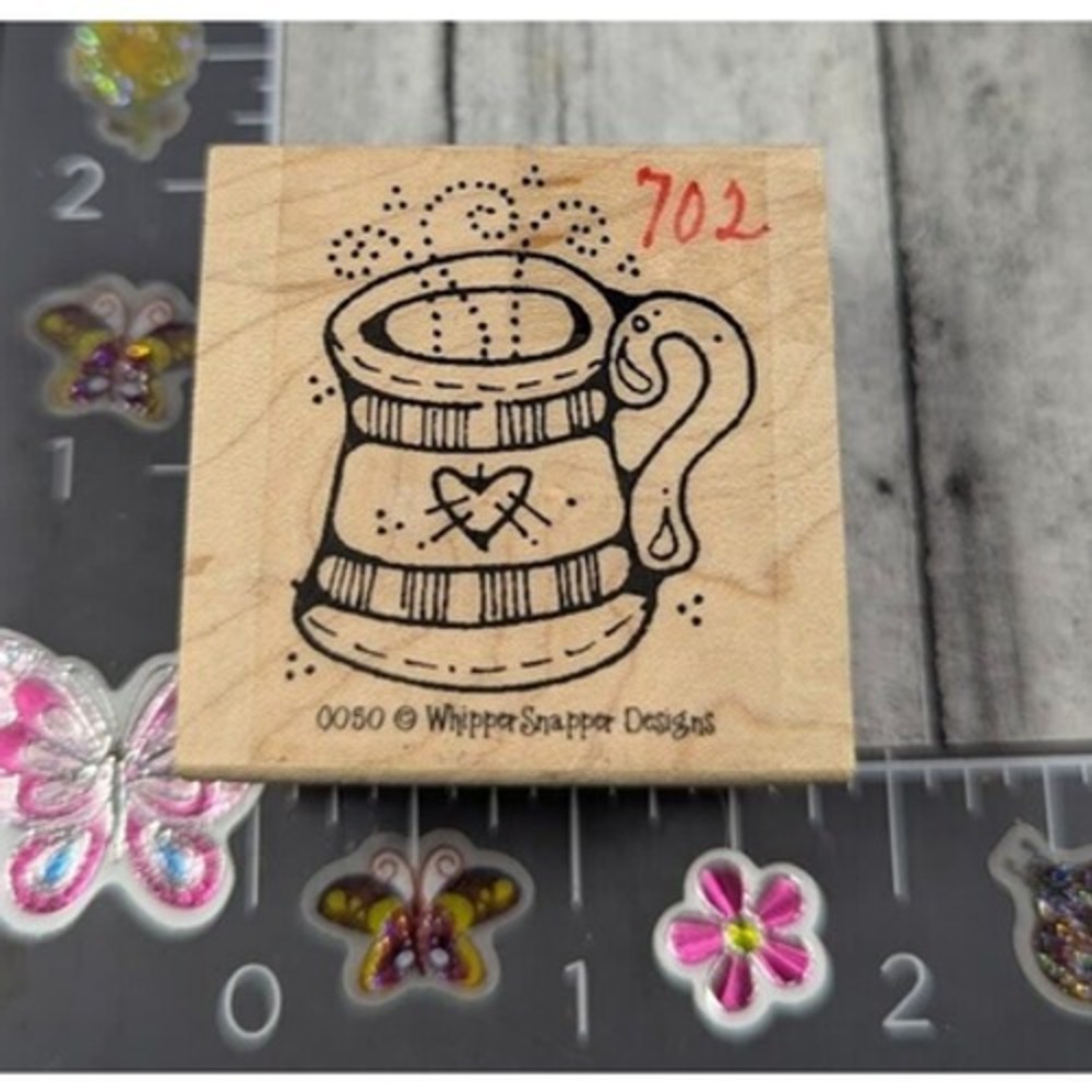 Whipper Snapper Hot Mug Heart Coffee Tea Rubber Stamp Wood #D52